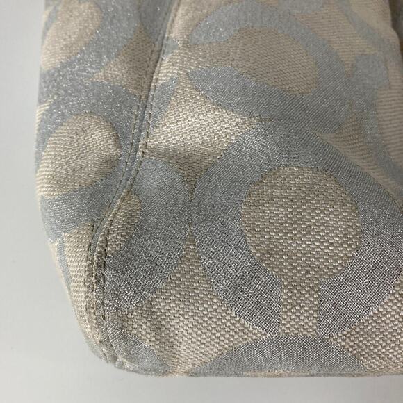 Coach 21021E Canvas silver signature print small shoulder bag ASIS - Picture 2 of 13